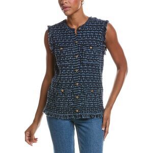 Autumn Cashmere Womens  Long Tweed Vest, Navy